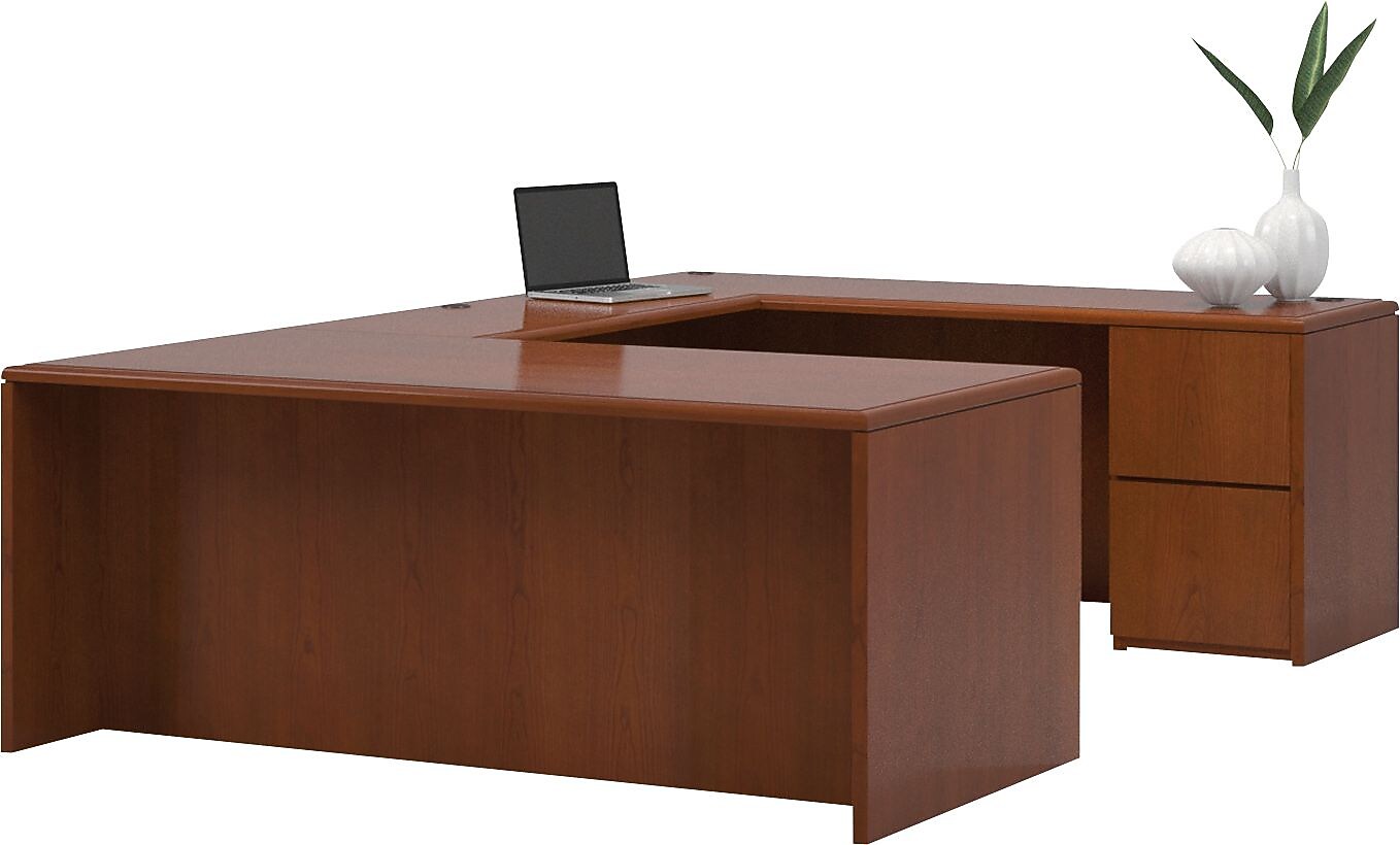 National Office Furniture Arrowood™ Veneer Right "U"-Shaped Workstation, Amber, 29"H x 71 3/4"W x 107 1/4"D