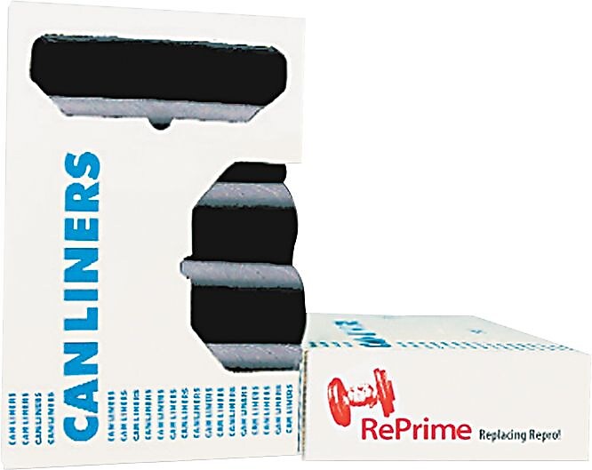Heritage Bag Reprime Can Liners, Prime Resin, 33 x 44, 0.9 mils, Black, 100/Ct