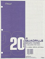 Mead Graph Paper, 8.5" x 11", Quadrille Ruled, 20 Sheets/Pad, 12 Pads/Pack (MEA19010)