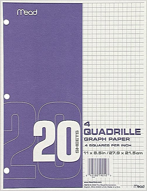 Mead Graph Paper, 8.5" x 11", Quadrille Ruled, 20 Sheets/Pad, 12 Pads/Pack (MEA19010)