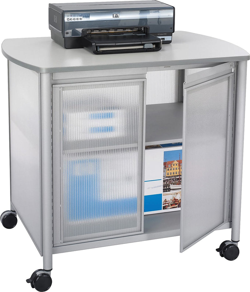 Safco 2-Shelf Plastic/Poly Mobile Machine Stand with Swivel Wheels, Gray (1859GR)