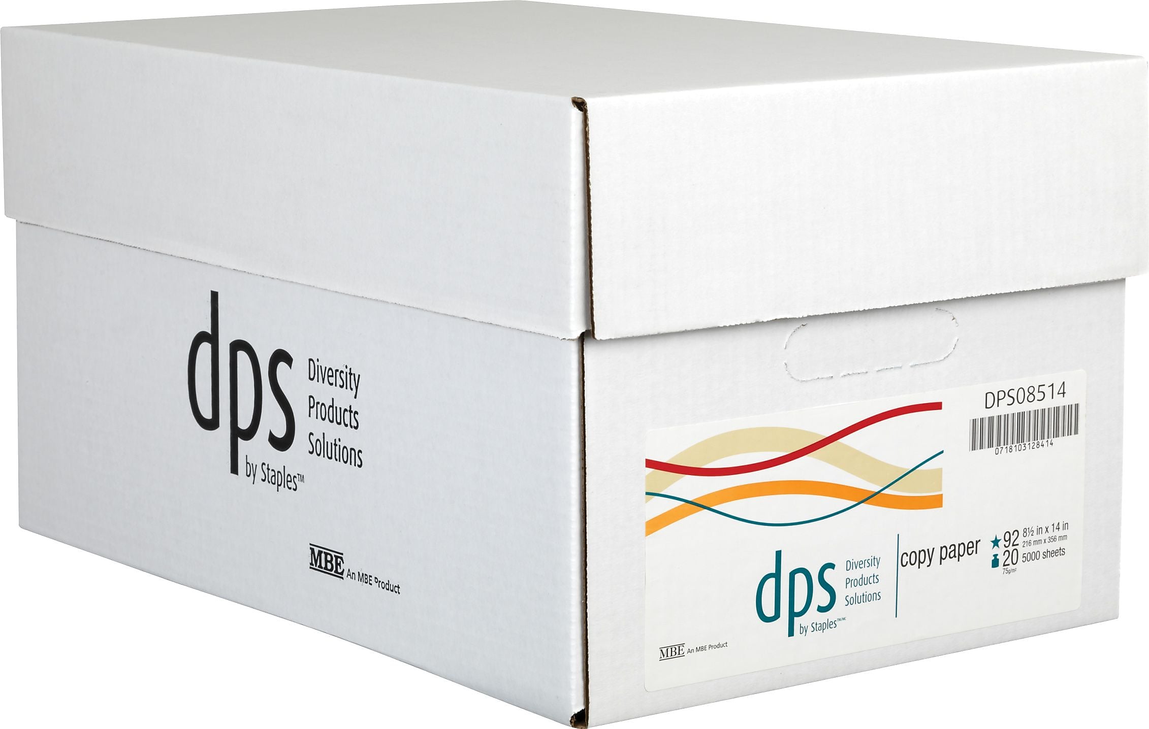 DPS by Staples Multiuse Paper, 20lb., 92 Bright, 8 1/2" x 14", 5,000/Case (DPS08514)