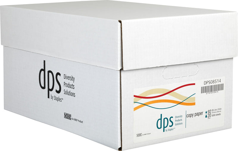 DPS by Staples Multiuse Paper, 20lb., 92 Bright, 8 1/2" x 14", 5,000/Case (DPS08514)