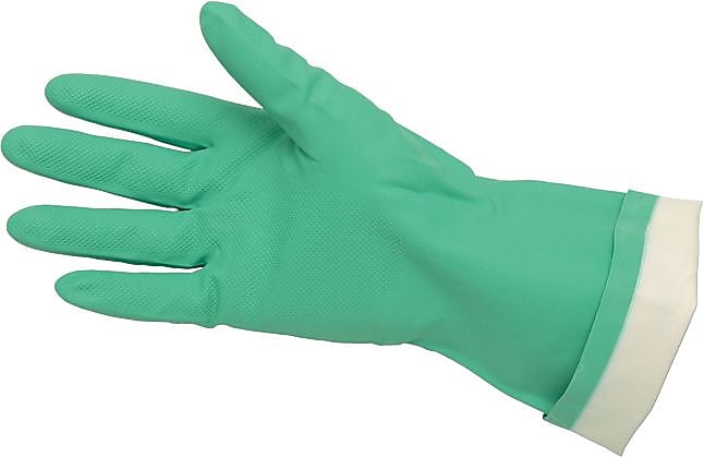 Memphis™ Flock-Lined Nitrile Gloves, One Size, Green, 12 Pairs