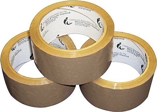 AbilityOne Packaging Tape, 3.1mil, 3" Core, Tan