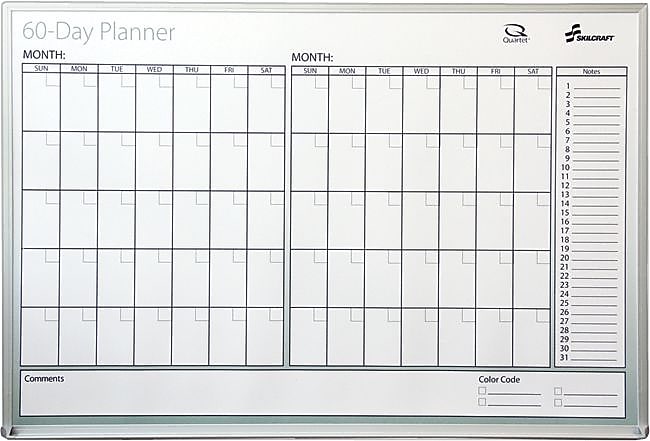 AbilityOne 60 Day Dry Erase Planner, Aluminum, 24" x 36"