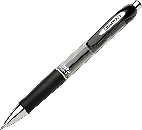 AbilityOne Vista Secure Gel Pen, Black Ink / Clear Barrel, 3/Pk (7520015745970)
