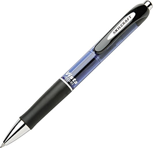 AbilityOne SKILCRAFT 7520015745971 Vista Secure Gel Pen, Medium Point, 0.7 mm, Blue Ink / Blue Barrel, 3/Pk