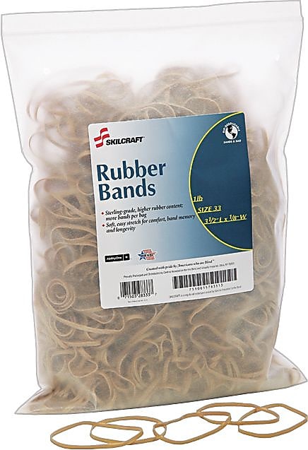 AbilityOne Multi-Purpose #33 Rubber Bands, 3.5" x 0.125", Natural (NSN5783513)