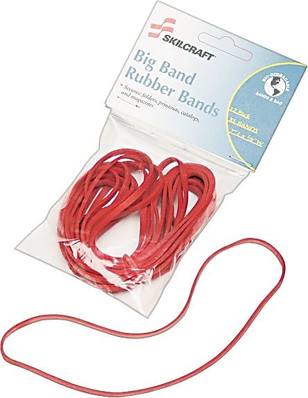 AbilityOne SKILCRAFT Multi-Purpose Rubber Bands, Red, 12/Pack (NSN5783516)