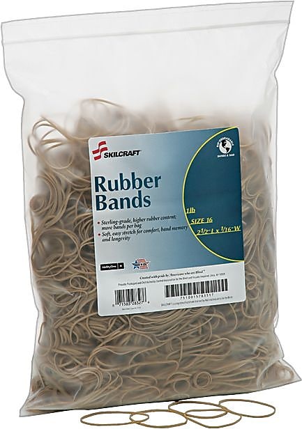AbilityOne Rubber Bands, Size 16, 1 lb., Natural