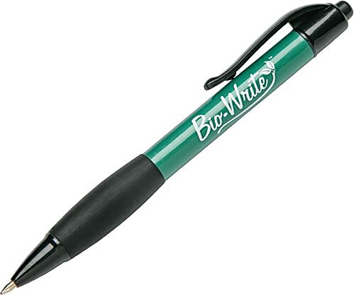 AbilityOne SKILCRAFT Retractable Ballpoint Pen, Fine Point, Blue Ink / Green Barrel, 12/Bx