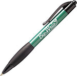 AbilityOne SkilCraft Bio-Write Retractable Ballpoint Pen, Medium Point, Black Ink / Black and Green Barrel