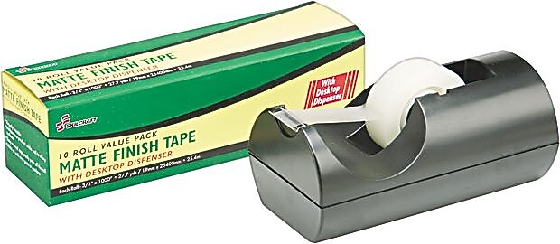 AbilityOne Clear Tape With Dispenser, 0.75" x 27.78 yds., 10 Rolls/Pack (NSN5806224)