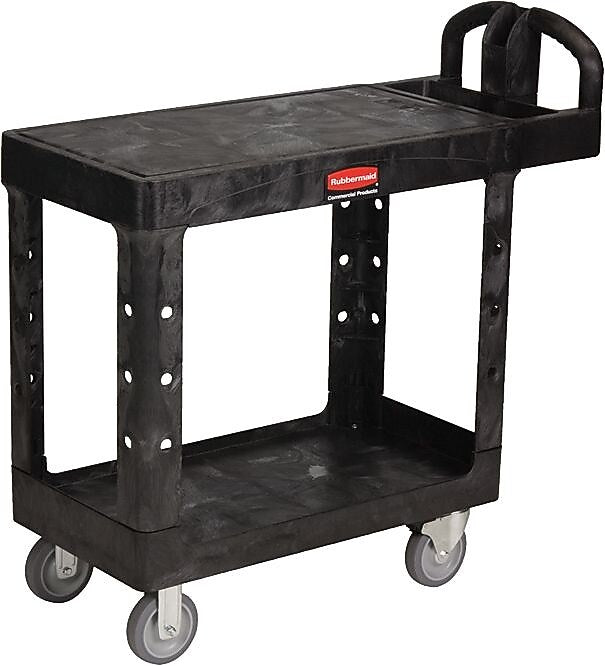 Rubbermaid® 33 1/3"H x 19 3/16"W x 37 7/8"D Commercial Flat Shelf Utility Cart, Black