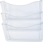 Rubbermaid 3-Pocket Plastic Mountable Wall File, Letter Size, Clear, 3/Set (RUB65976)