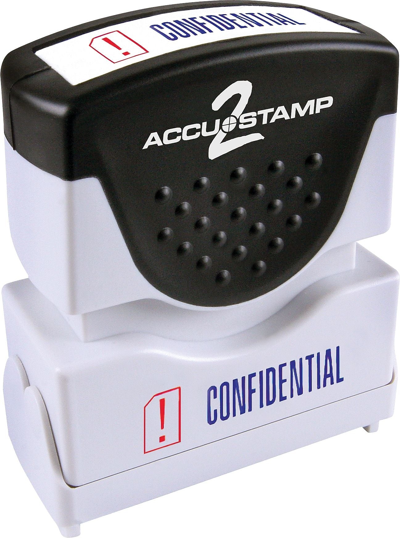 Accu-Stamp2® Two-Color Pre-Inked Shutter Message Stamp, CONFIDENTIAL, 1/2" x 1-5/8" Impression, Blue/Red Ink (035536)