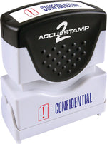 Accu-Stamp2® Two-Color Pre-Inked Shutter Message Stamp, CONFIDENTIAL, 1/2" x 1-5/8" Impression, Blue/Red Ink (035536)