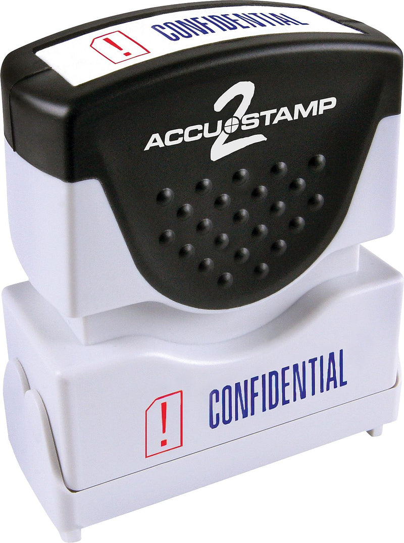 Accu-Stamp2® Two-Color Pre-Inked Shutter Message Stamp, CONFIDENTIAL, 1/2" x 1-5/8" Impression, Blue/Red Ink (035536)