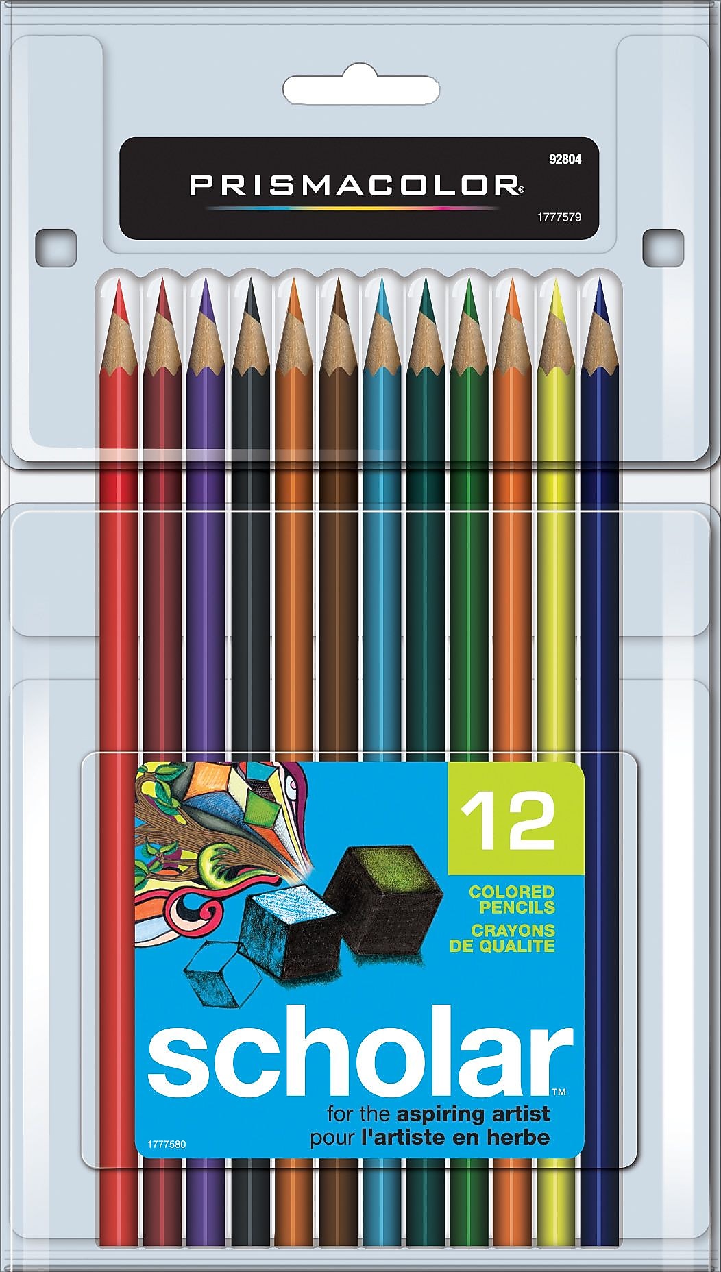 Prismacolor Scholar Classic Colored Pencils, Assorted Colors, 12/Pack (92804)
