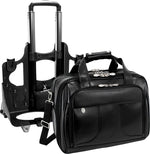 McKlein R Series Laptop Rolling Briefcase, Black Leather (83585)