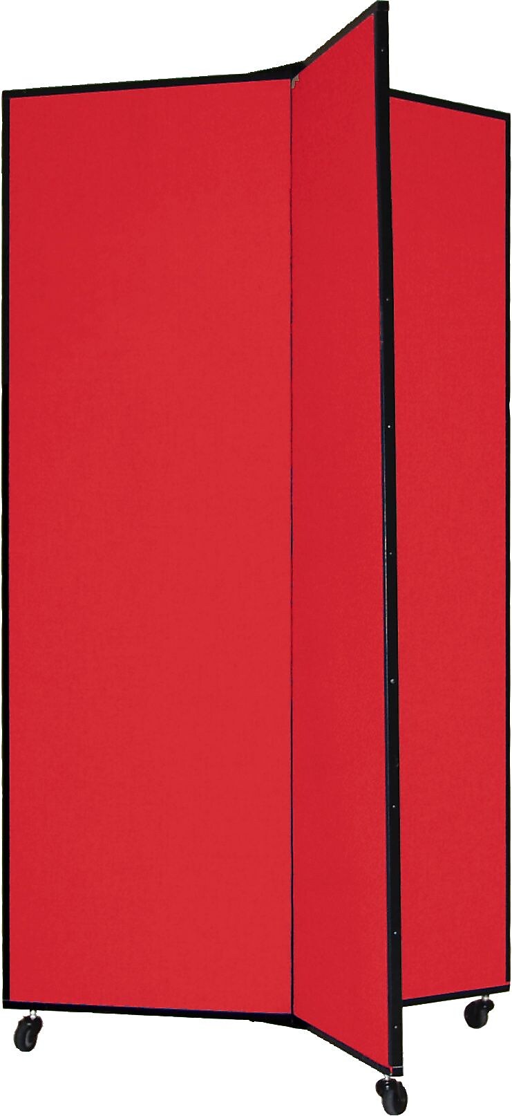 Screenflex Portable Display Tower, 3 Panels, Primary Red, 69"H x 36"W x 36"D