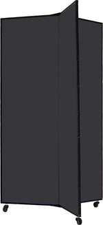 Screenflex Portable Display Tower, 3 Panels, Charcoal Black, 69"H x 36"W x 36"D
