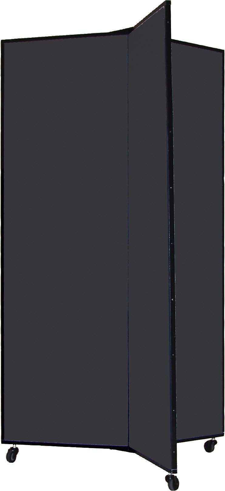 Screenflex Portable Display Tower, 3 Panels, Charcoal Black, 69"H x 36"W x 36"D