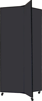Screenflex Portable Display Tower, 3 Panels, Charcoal Black, 77"H x 36"W x 36"D