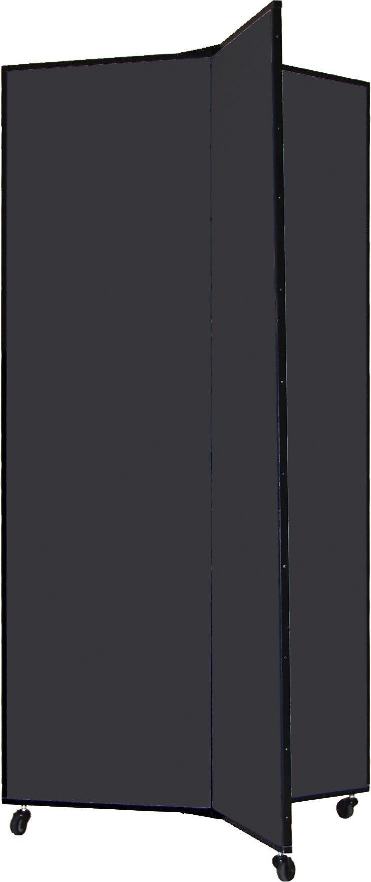 Screenflex Portable Display Tower, 3 Panels, Charcoal Black, 77"H x 36"W x 36"D