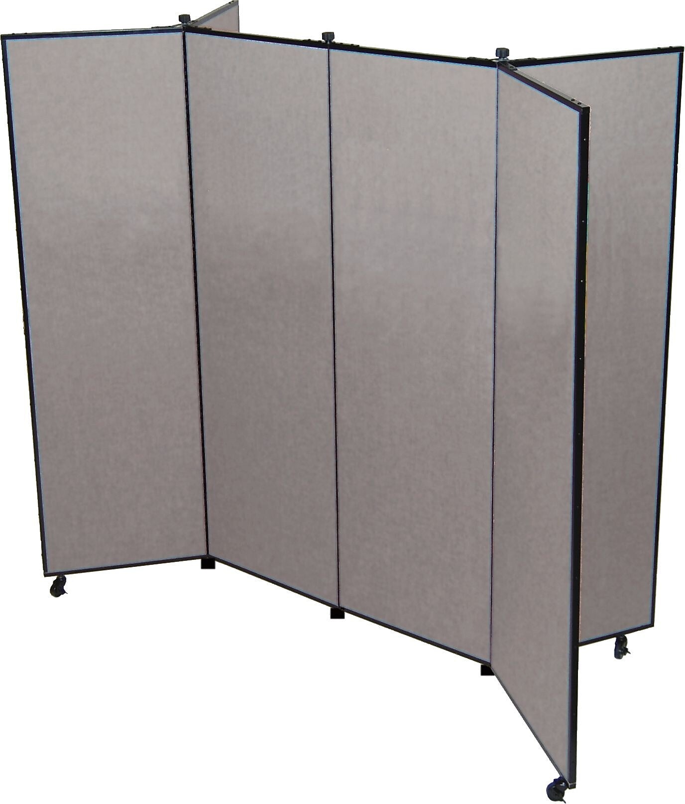 Screenflex Portable Display Tower, 6 Panels, Gray, 77"H x 72"W x 36"D