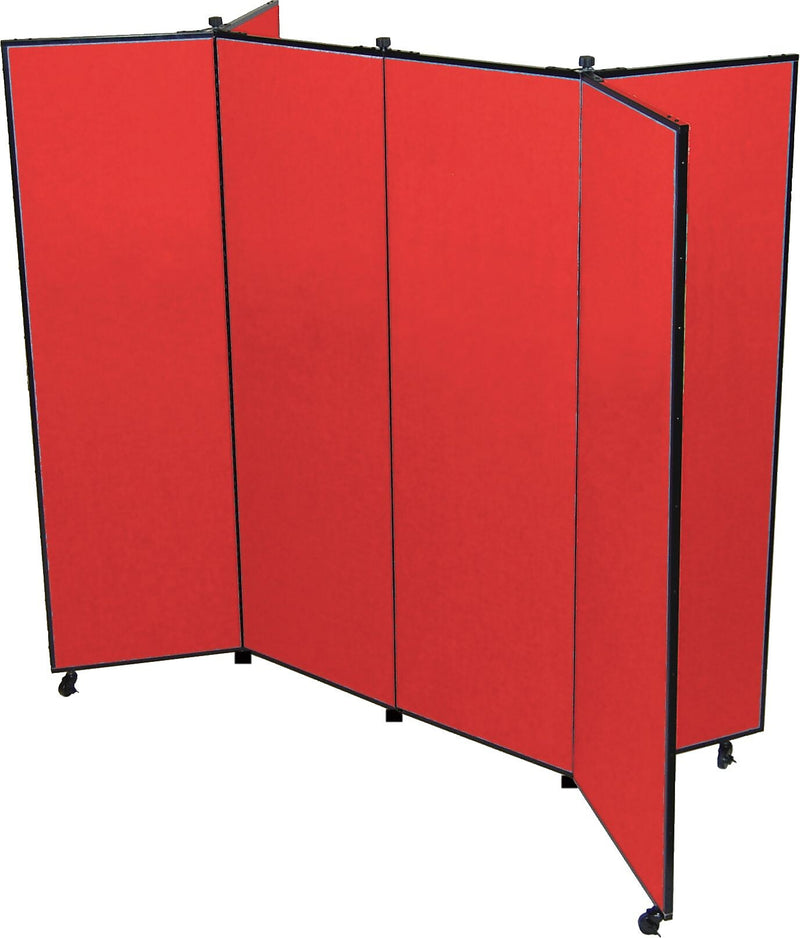 Screenflex Portable Display Tower, 6 Panels, Primary Red, 77"H x 72"W x 36"D