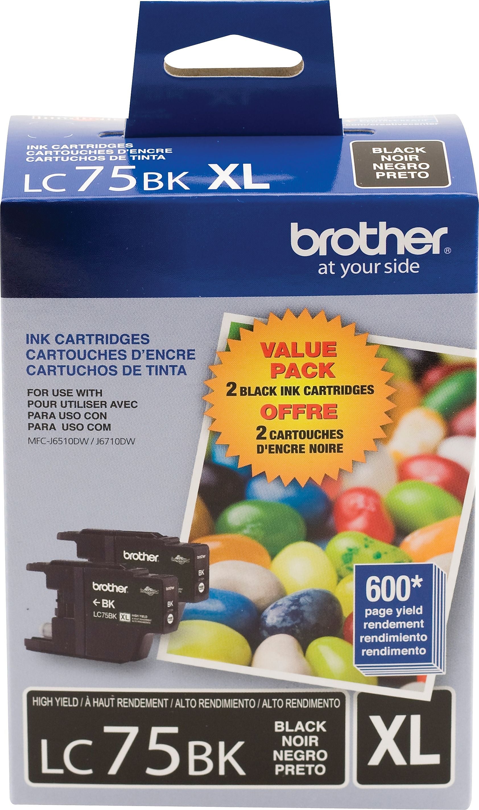 Brother LC752PKS Black High Yield Ink Cartridge,   2/Pack