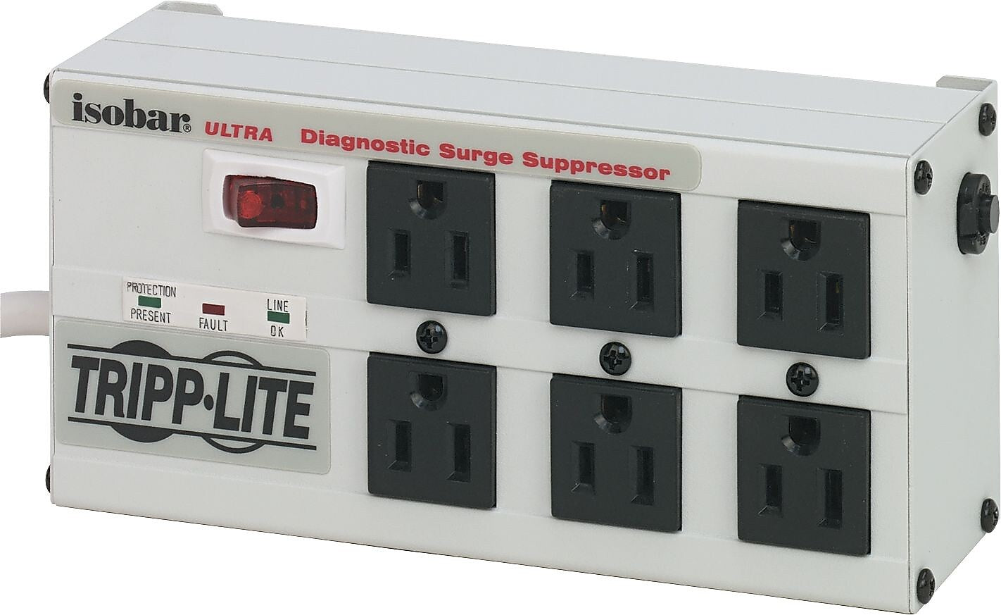 Tripp Lite 6-Outlet Surge Protector, 3,330 Joules, 6' Cord, Light Gray (ISOBAR6ULTRA)