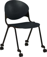 National Office Furniture Cinch® Plastic Stacking Armless Mobile Guest Chairs, Black