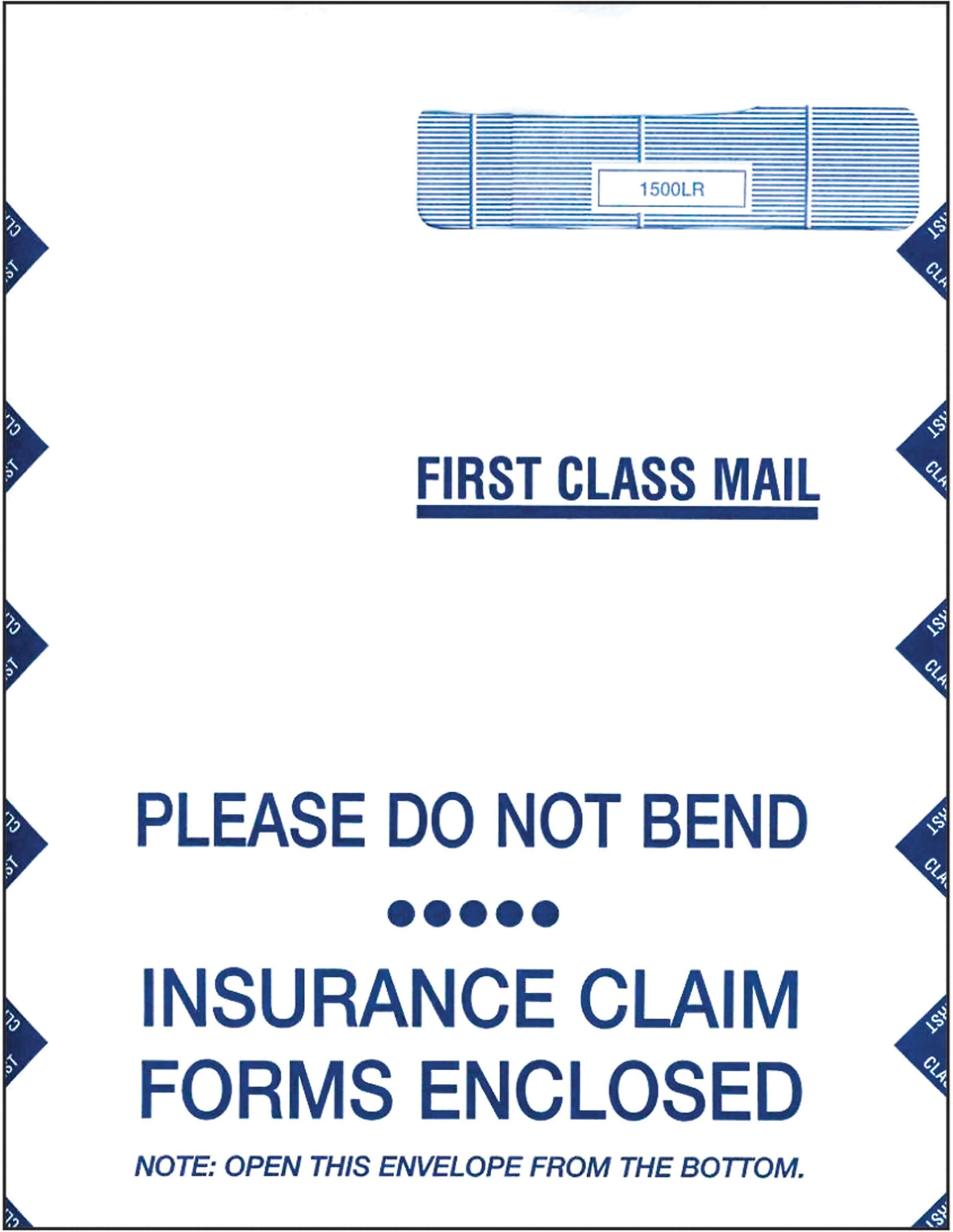 ComplyRight CMS-1500 Self Seal Security Tinted Window Envelope 9" x 12 1/2", White/Blue, 100/Pack (1500LR)