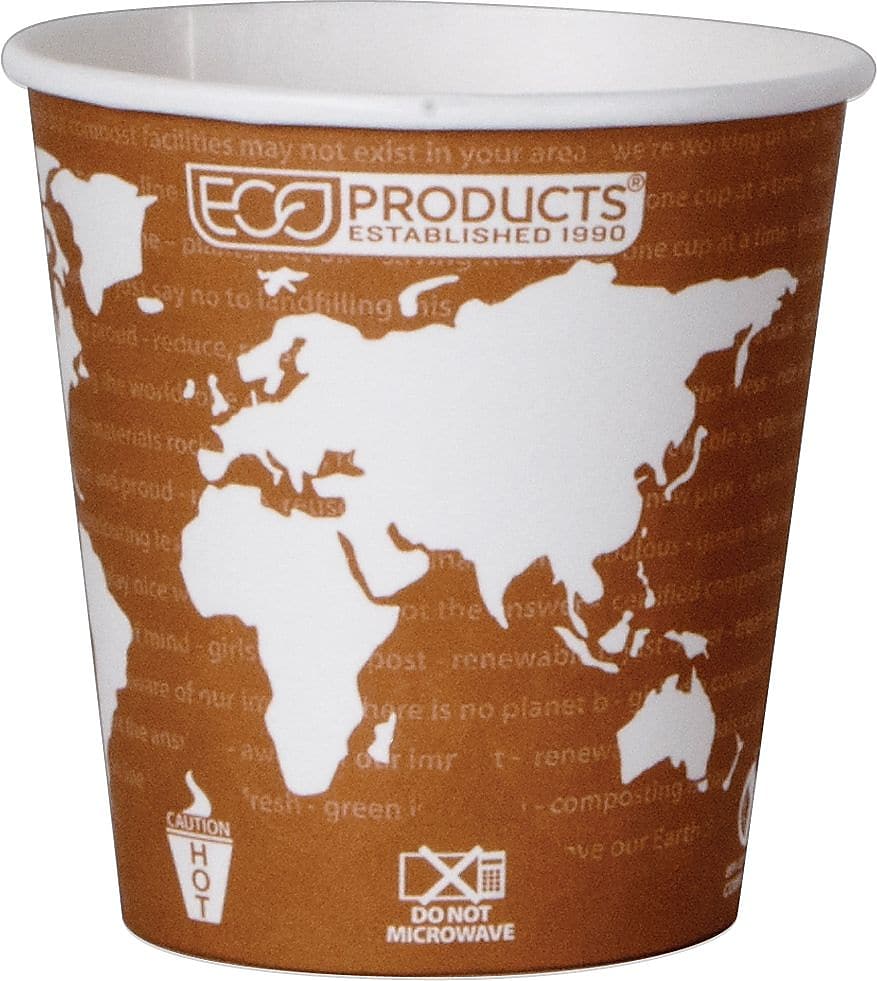 Eco-Products World Art Hot Cups, 10 Oz., Brown/White, 1000/Carton (EP-BHC10-WA)
