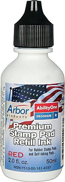 AbilityOne Arbor Products Stamp Pad Refill Ink, 2oz, Red