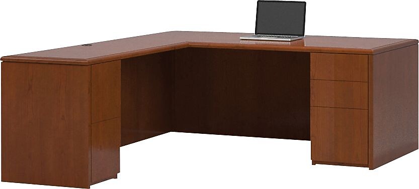 National Office Furniture Arrowood™ Veneer Left "L"-Shaped Workstation, Amber, 29 1/2"H x 71 3/4"W x 87 1/2"D