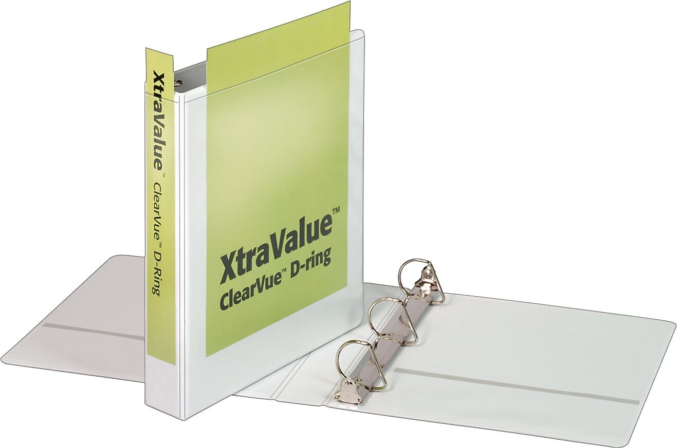 Cardinal Performer ClearVue 1 1/2" 3-Ring View Binders, Slant Ring, White (CRD17400)