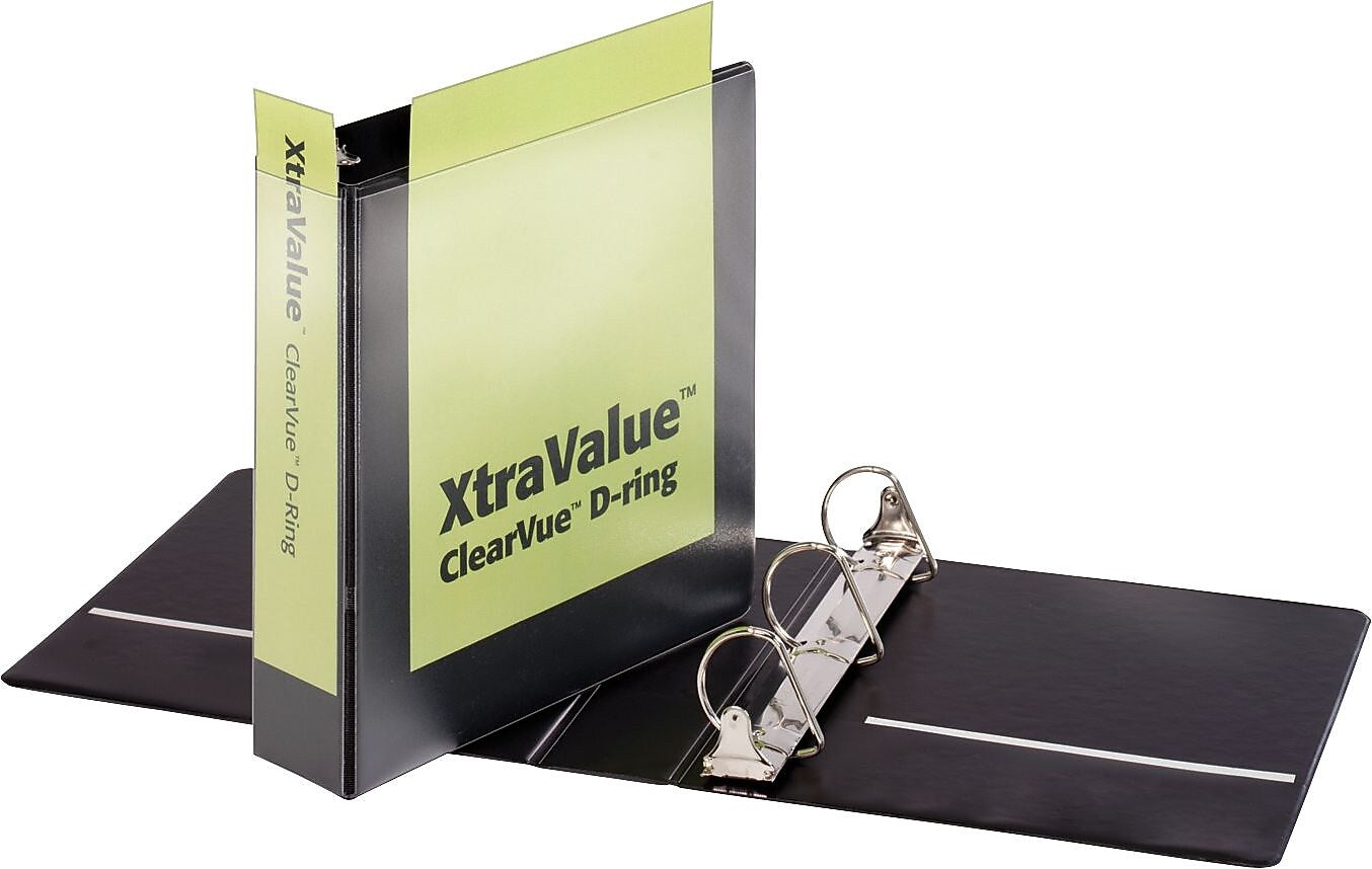 Cardinal Performer ClearVue 2" 3-Ring View Binders, Slant Ring, Black (CRD17501)
