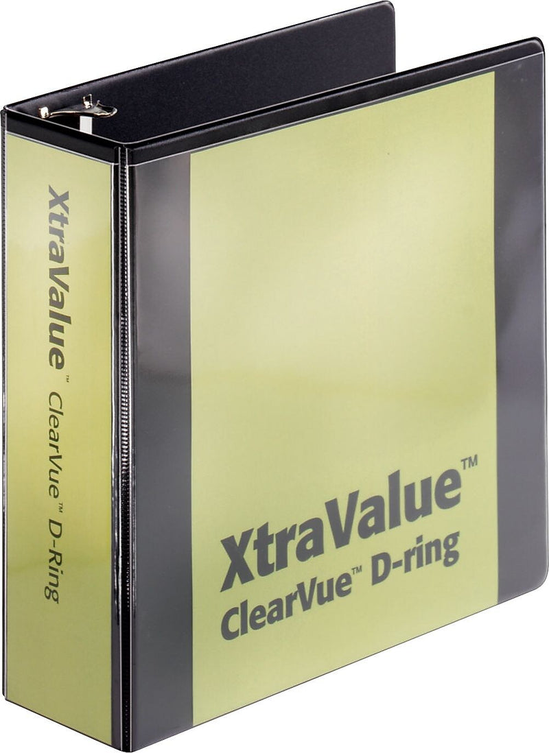 Cardinal XtraValue 3" 3-Ring View Binders, Slant Ring, Black (CRD17601)