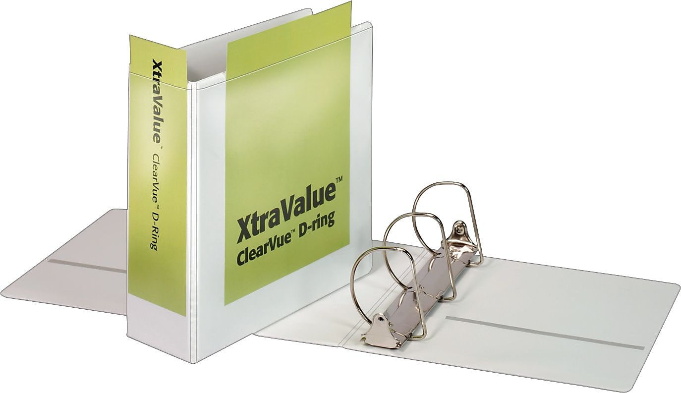 Cardinal XtraValue ClearVue 4" View Binder, Slant Ring, White (CRD17810)