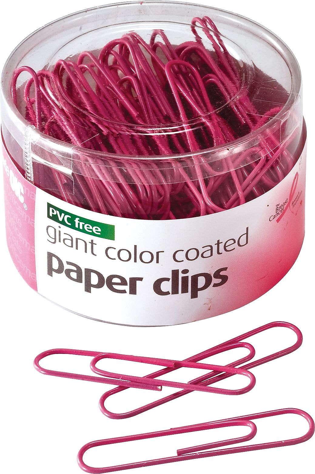 Officemate Breast Cancer Awareness Jumbo Paper Clips, Pink, 80 Clips/Pack (08908)