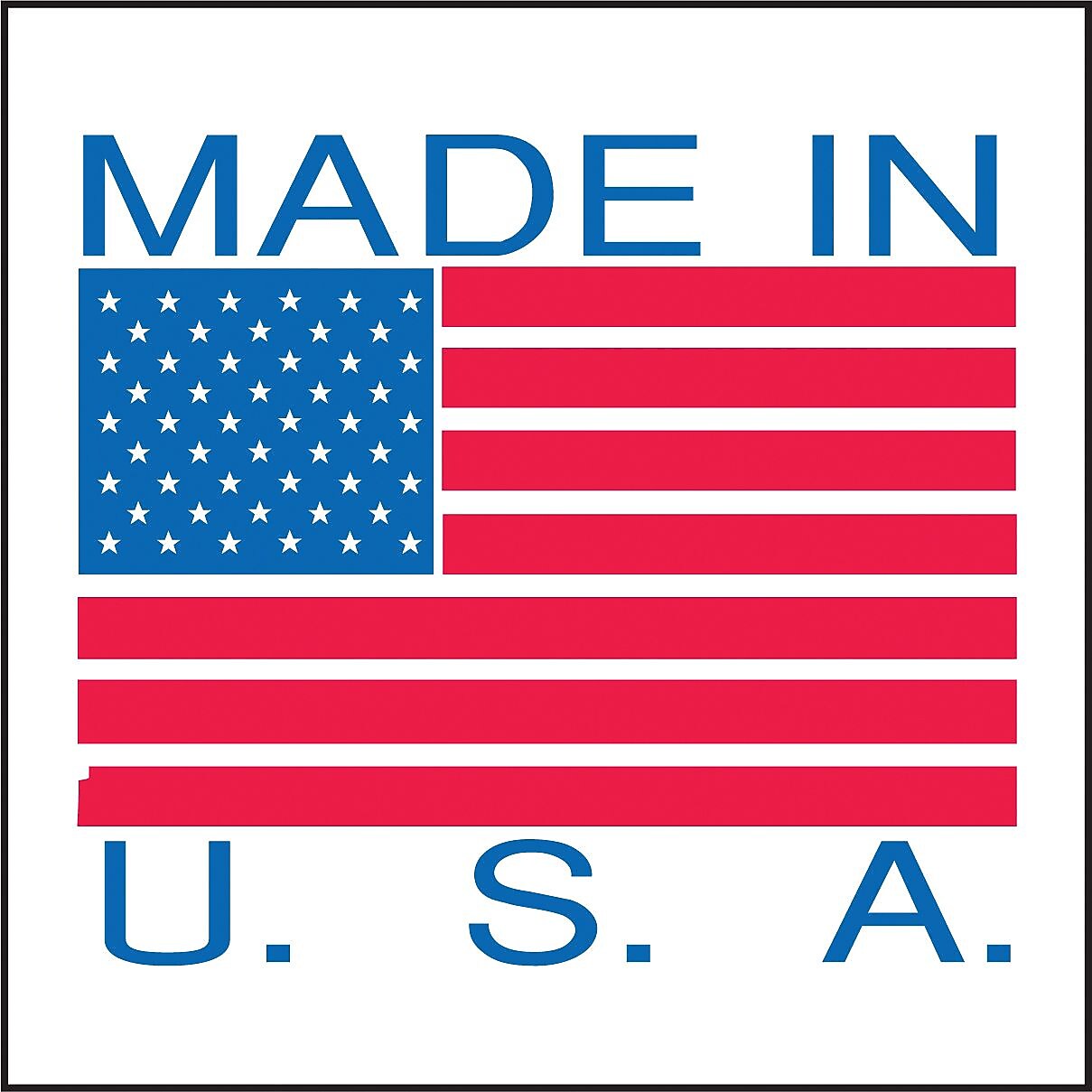 "Made in U.S.A." Labels 2" x 3", 500/Roll (DL1615(B))