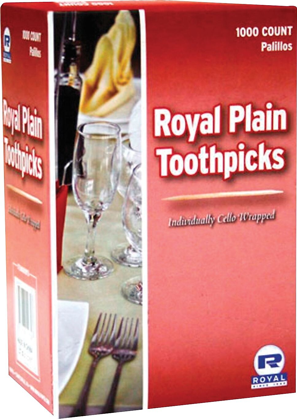 Royal® Round Wooden Toothpicks, Cello Wrapped, Plain, 1000/Bx, 15Bx/Case