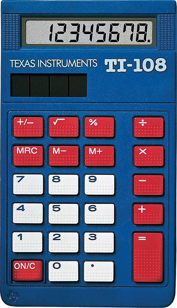 Texas Instruments TI-108 Teacher Kit 8-Digit Solar Powered Basic Calculator, Blue, 10/Box (TI108TK)