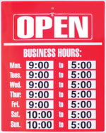 Cosco Open-Closed Business Hours Sign Kit, 19" x 15", Red (098072)