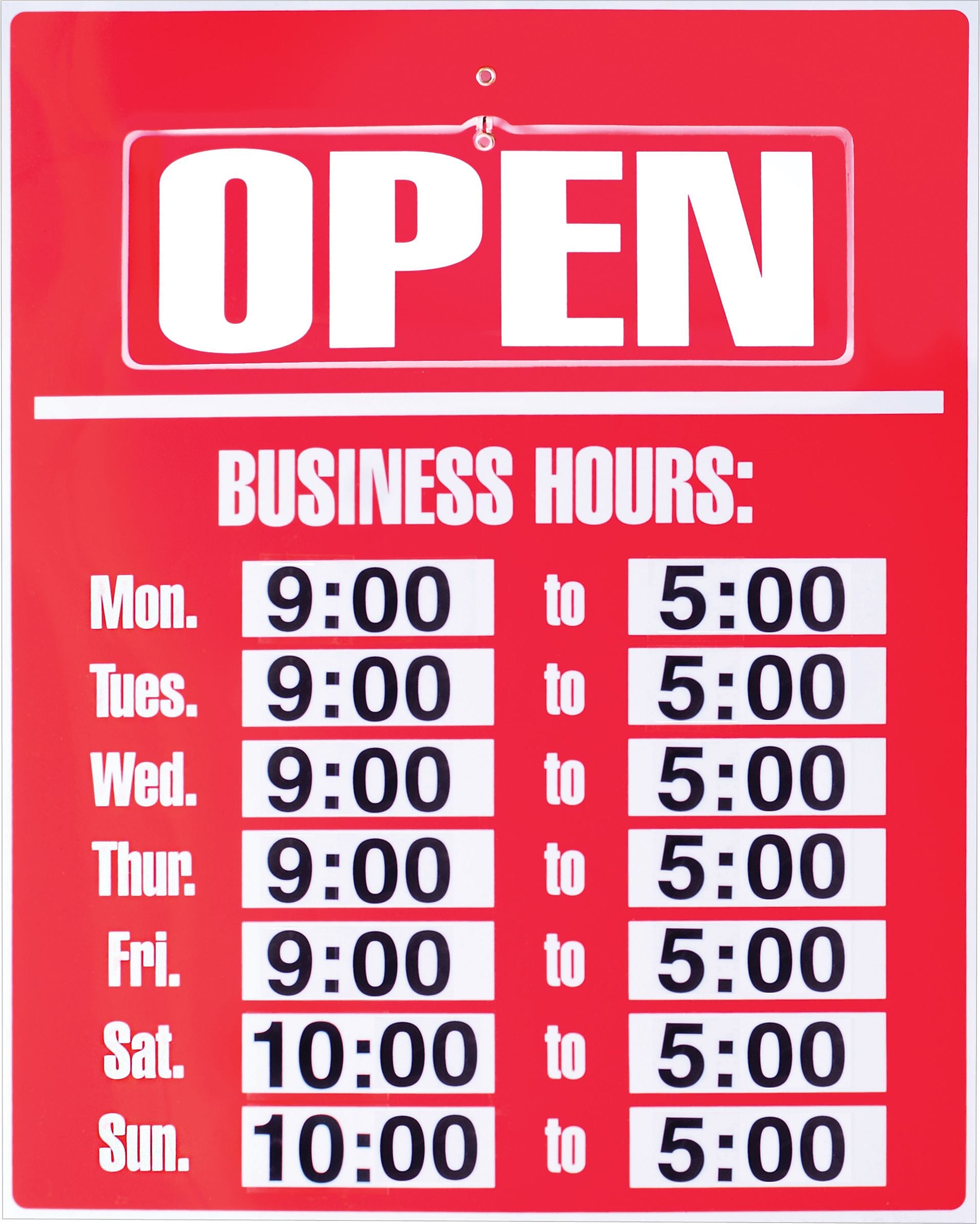 Cosco Open-Closed Business Hours Sign Kit, 19" x 15", Red (098072)