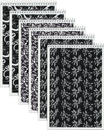 TOPS Designer Steno Pads, 6" x 9", Gregg Ruled, Black/White, 80 Sheets/Pad, 6 Pads/Pack (80230)